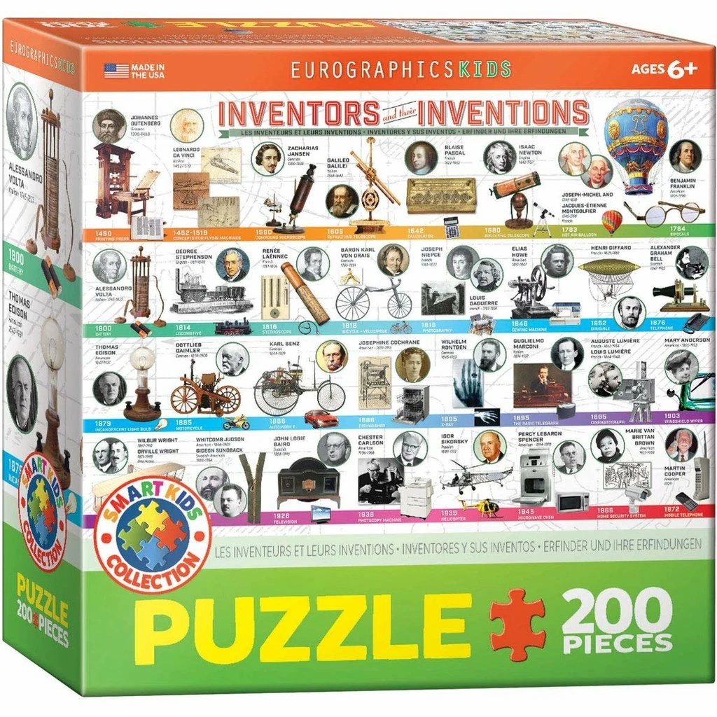 Best Sale ❤️ EUROGRAPHICS INVENTORS AND THEIR INVENTIONS 200 PIECE PUZZLE 🔥 - Image 2