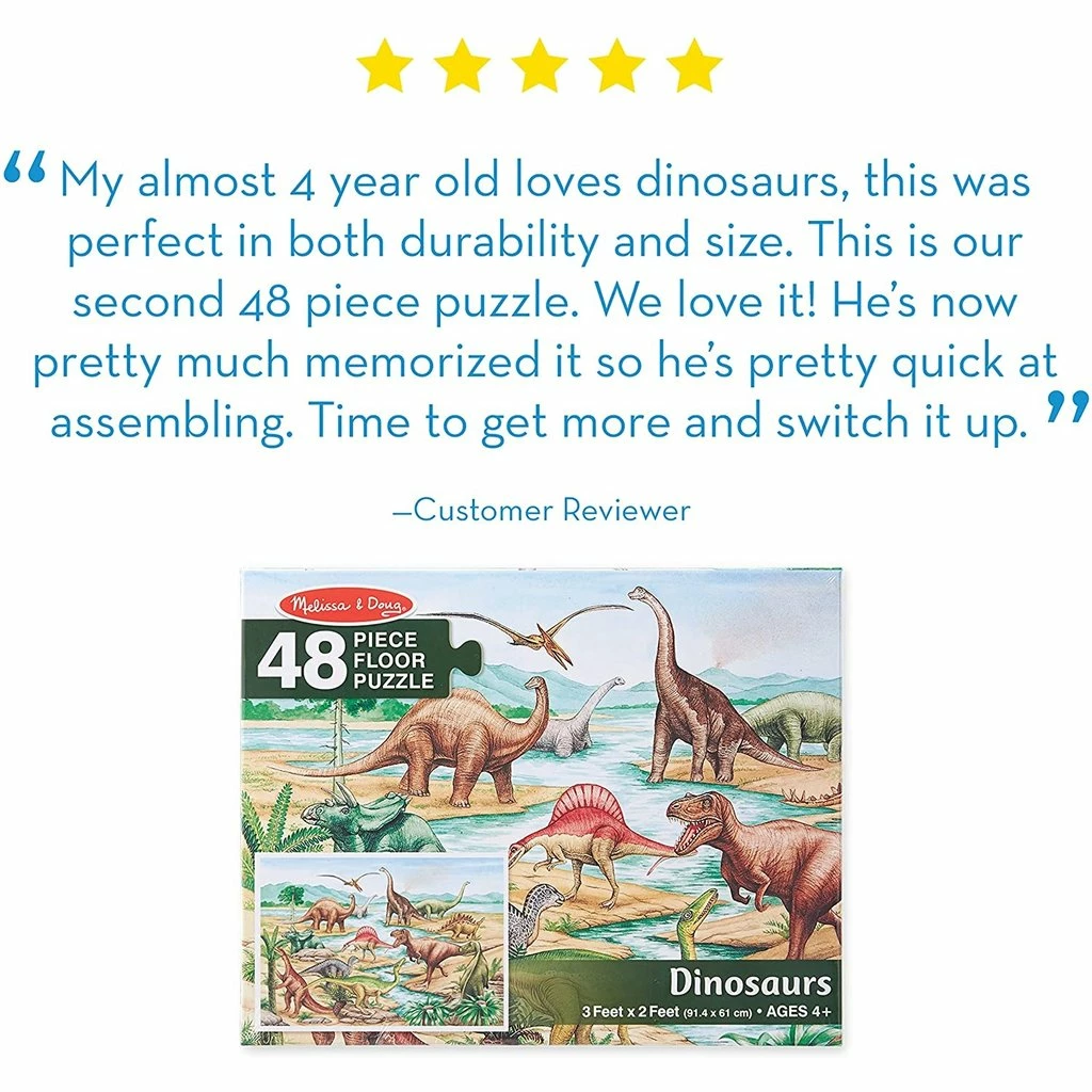 Hot Sale ❤️ MELISSA AND DOUG DINOSAURS FLOOR PUZZLE (48 PIECE) 👍