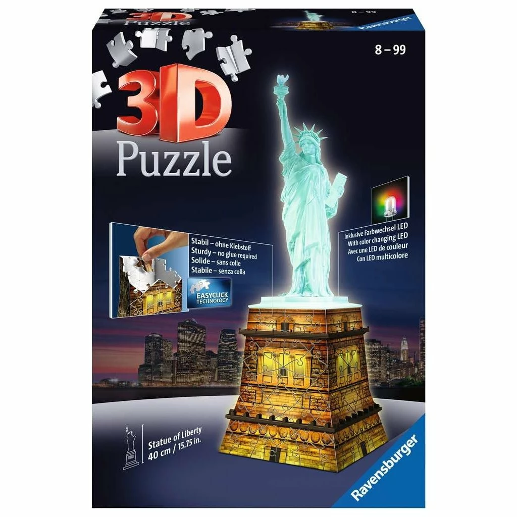 Discount โ๏ธ RAVENSBURGER USA STATUE OF LIBERTY NIGHT EDITION 3D PUZZLE ๐